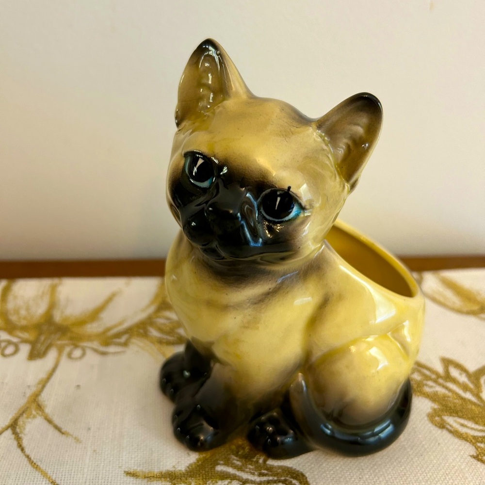 Vintage Siamese cat Lefton mini planter
